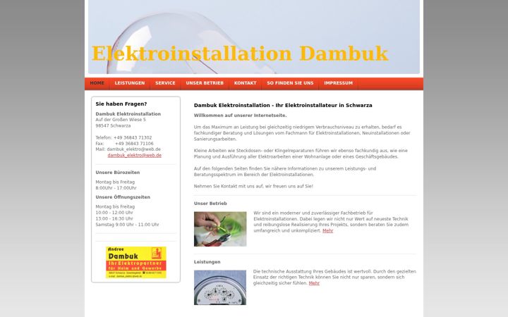 Screenshot of dambuk-elektroinstallation.de