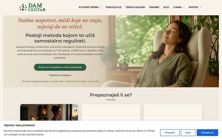 Screenshot of damcentar.com