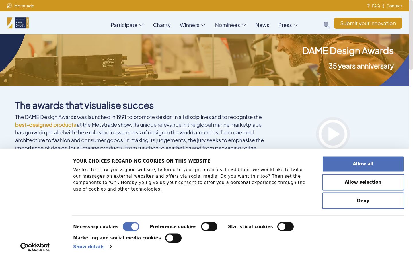 Screenshot of the consent banner shown before any interaction
