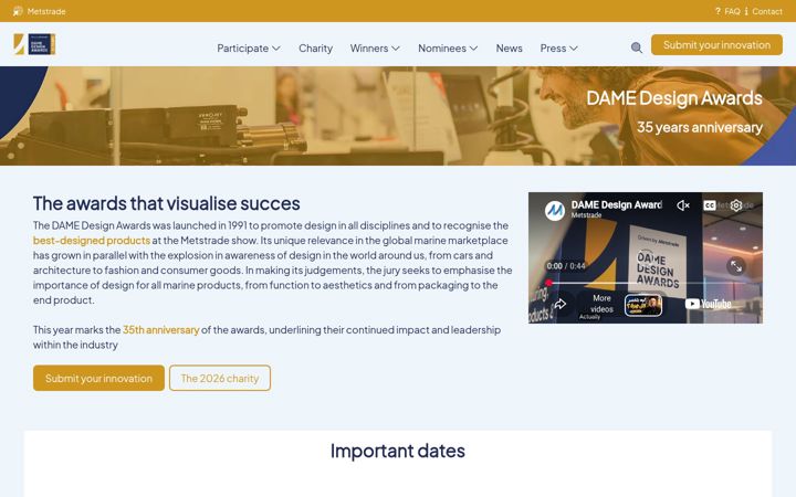 Screenshot of damedesignawards.com