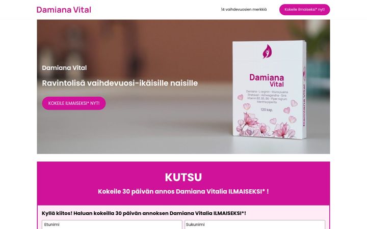 Screenshot di damiana-vital.fi