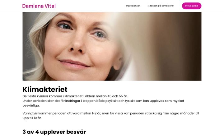 Screenshot of damiana-vital.se