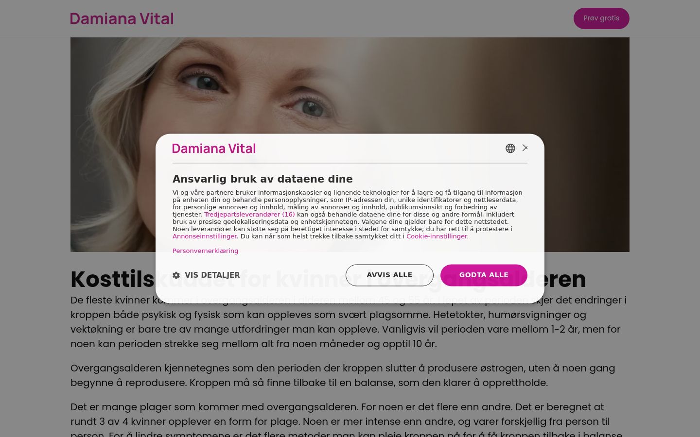 Screenshot van de toestemmingsbanner zoals getoond vóór enige interactie
