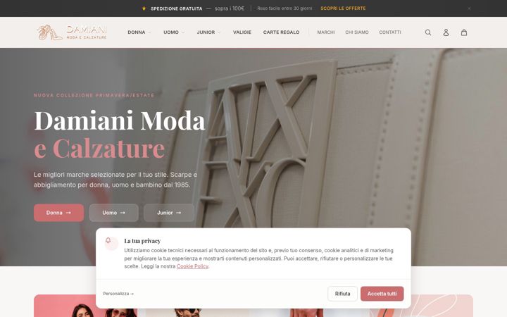 Screenshot of damianimodaecalzature.it