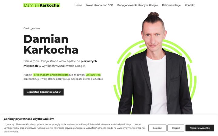 Screenshot του damiankarkocha.pl
