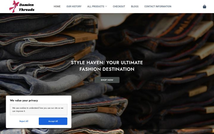 Screenshot of damienthreads.com