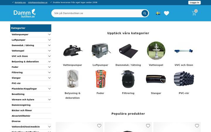Snímek obrazovky dammbutiken.se
