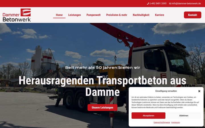 Screenshot of dammer-betonwerk.de