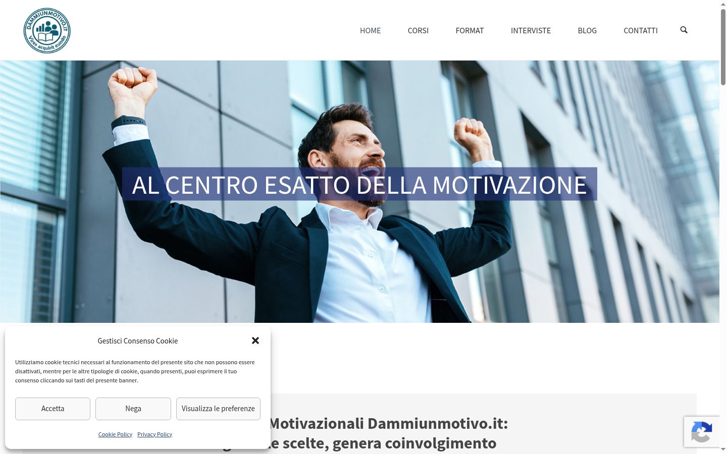 Screenshot del banner di consenso mostrato prima di qualsiasi interazione