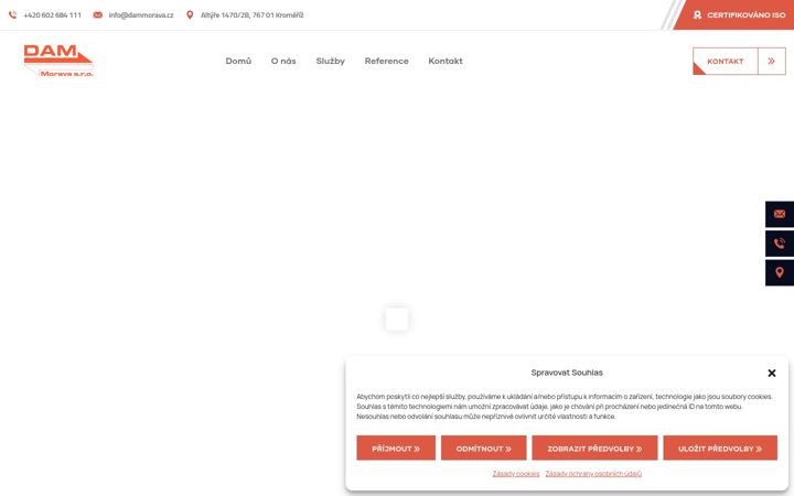 Screenshot stránky dammorava.cz