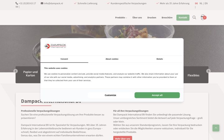 Skærmbillede af dampack.de