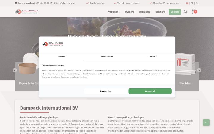 Snimka zaslona za dampack.nl