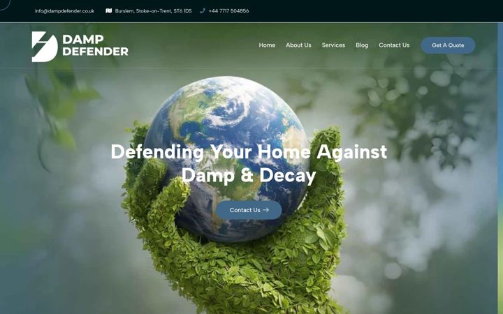 Captura de ecrã de dampdefender.co.uk