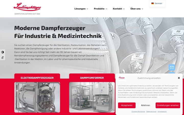 Screenshot of dampferzeuger.eu