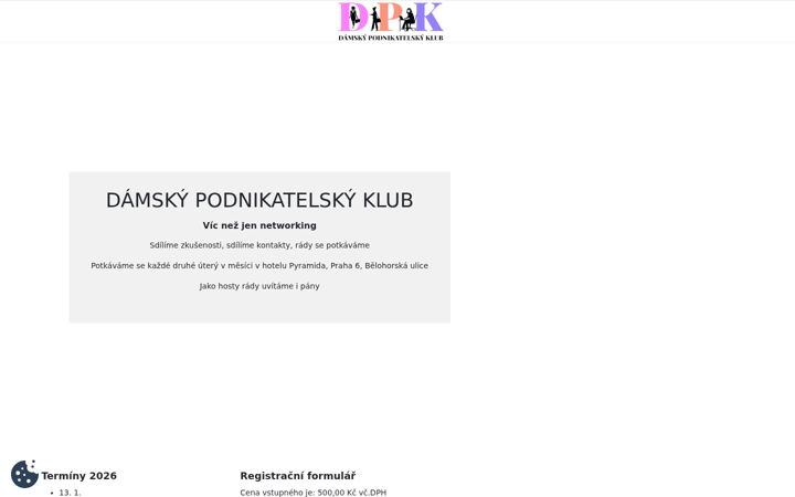 Screenshot stránky damskypodnikatelskyklub.cz
