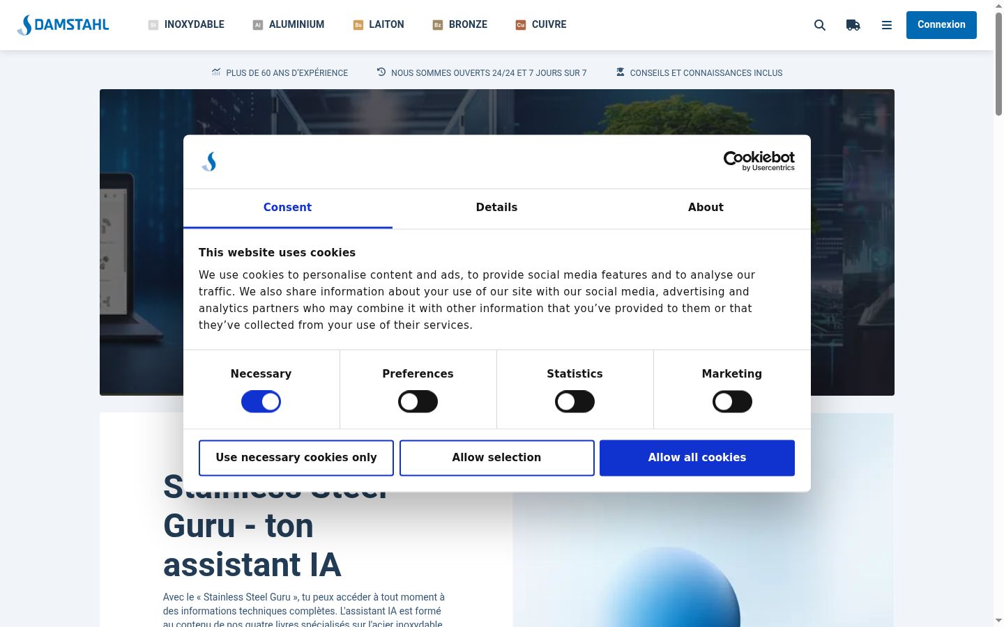Screenshot of the consent banner shown before any interaction