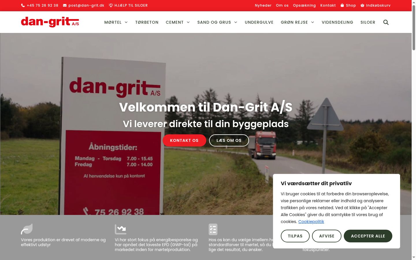 Skærmbillede af samtykkebanneret, som det blev vist før nogen interaktion
