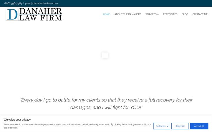Screenshot of danaherlawfirm.com
