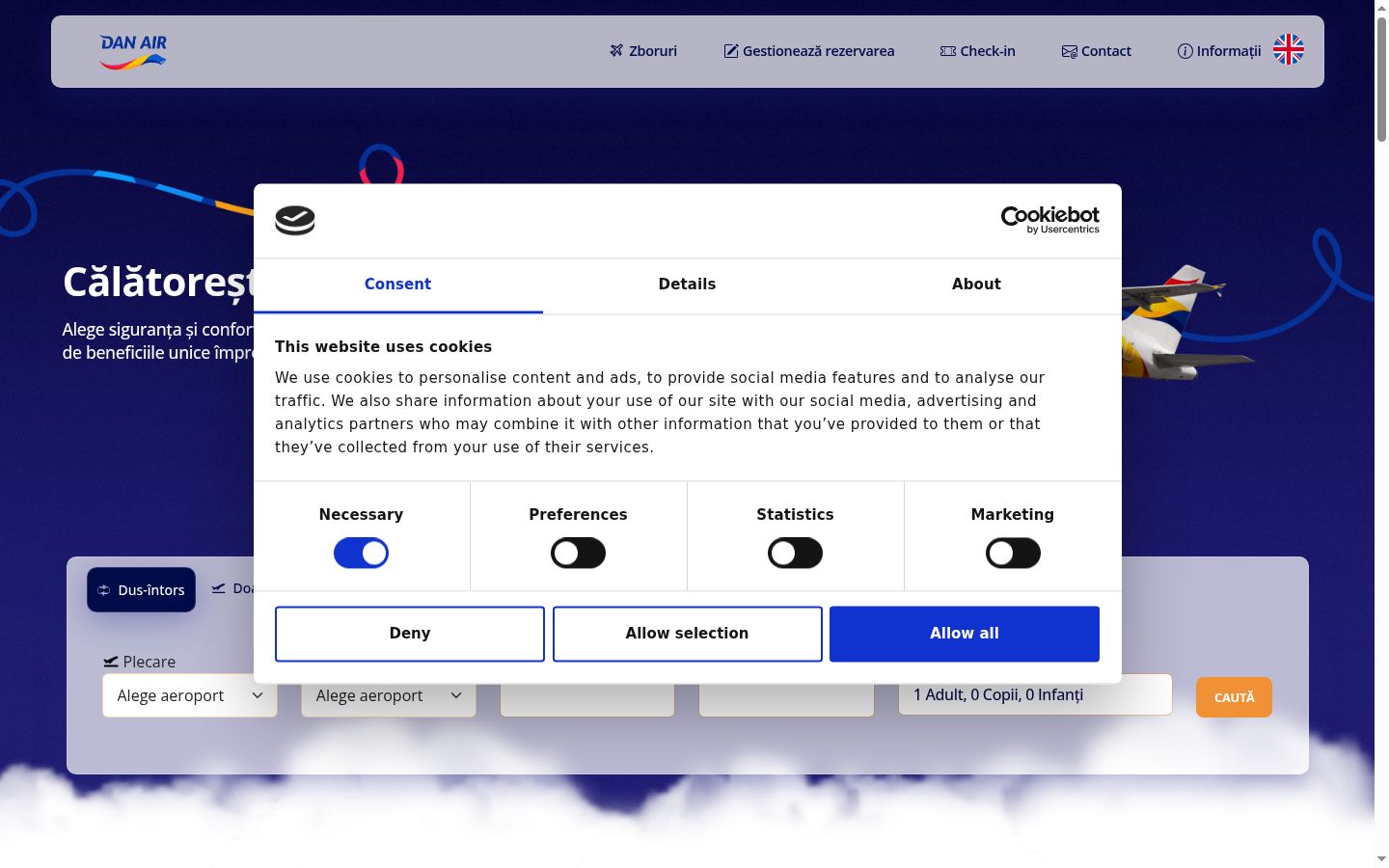 Capture d'écran de la bannière de consentement affichée avant toute interaction