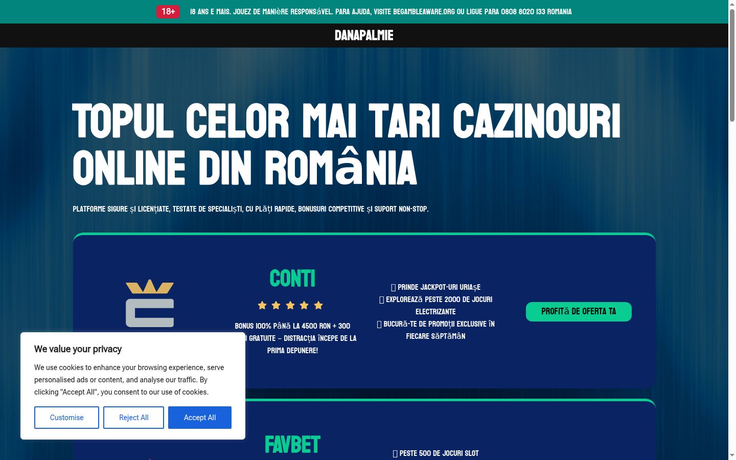 Captura de ecrã do banner de consentimento apresentado antes de qualquer interação