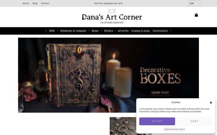 Screenshot of danasartcorner.com