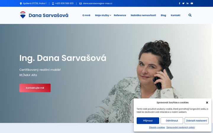 Screenshot stránky danasarvasova.cz