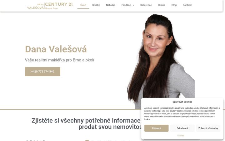 Screenshot stránky danavalesova.cz