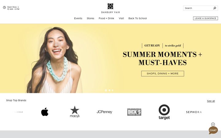 Screenshot of danburyfairmall.com