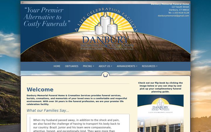 Screenshot of danburymemorial.com