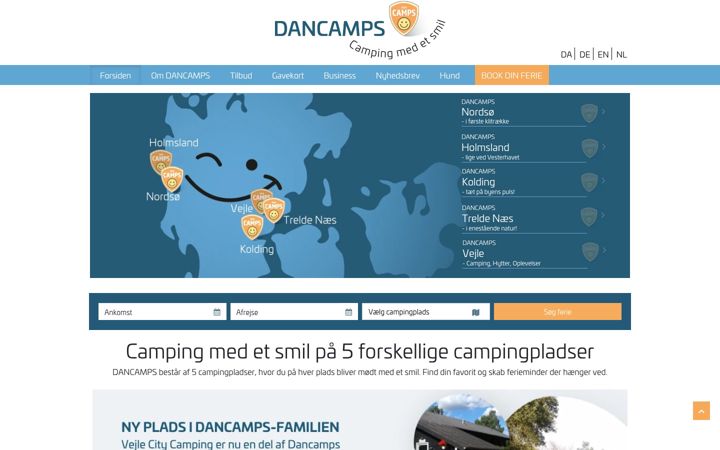 Posnetek zaslona dancamps.dk