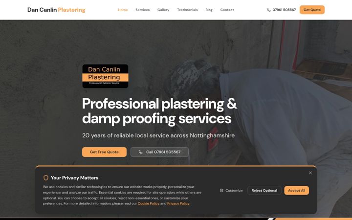 Captura de pantalla de dancanlinplastering.co.uk