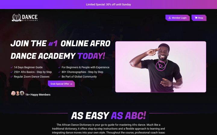 Screenshot of dance-dictionary.com