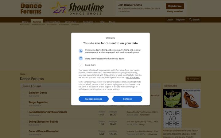 Screenshot of dance-forums.com