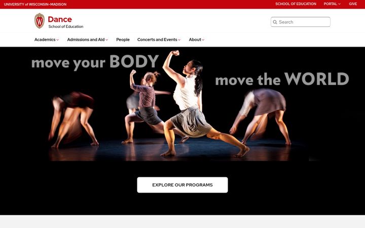Skjermbilde av dance.wisc.edu