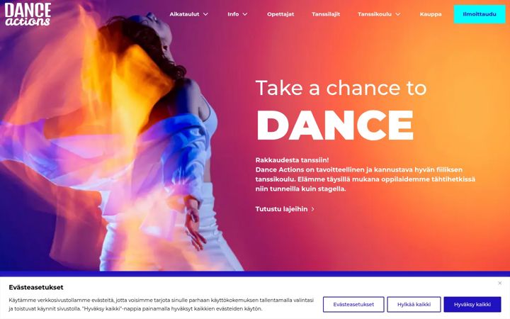 Screenshot di danceactions.fi