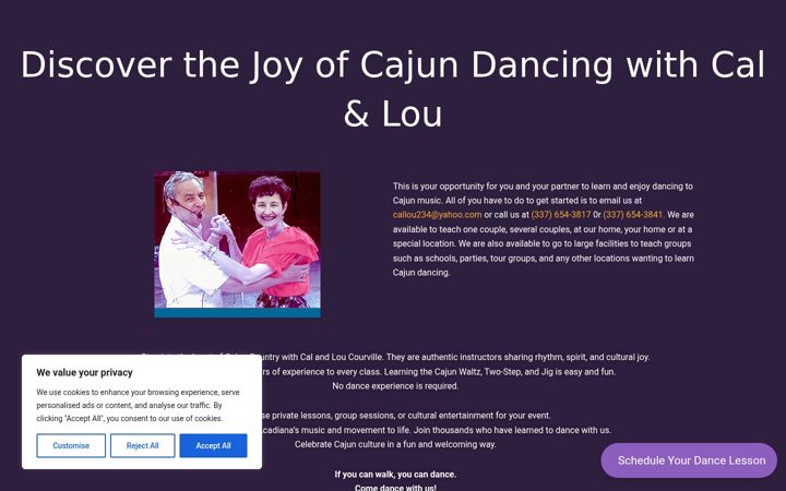 Screenshot of dancecajun.com