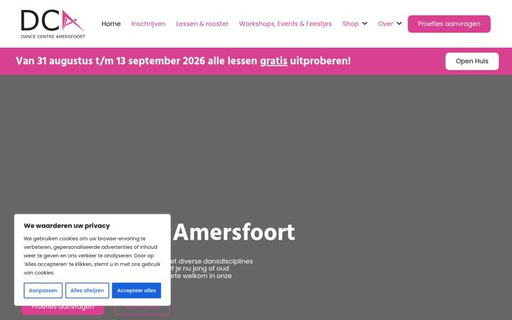 Ekraanipilt saidist dancecentreamersfoort.nl