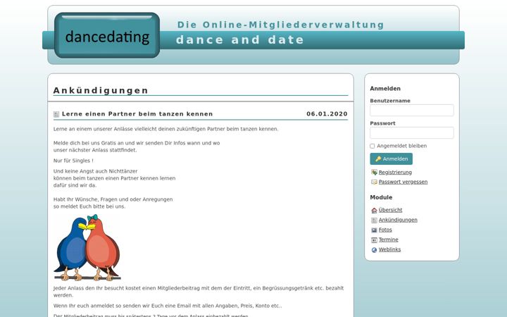 Screenshot of dancedating.ch