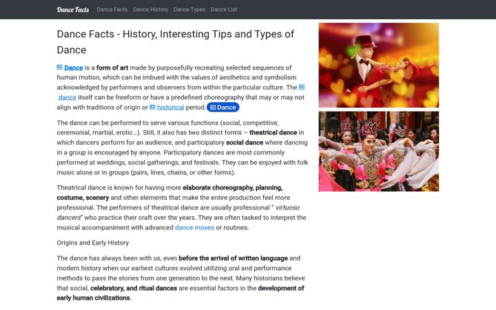 Zrzut ekranu dancefacts.net