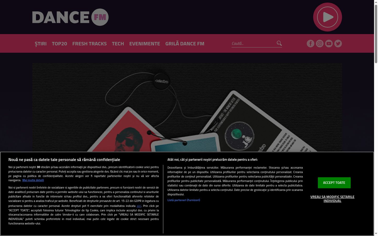 Capture d'écran de la bannière de consentement affichée avant toute interaction