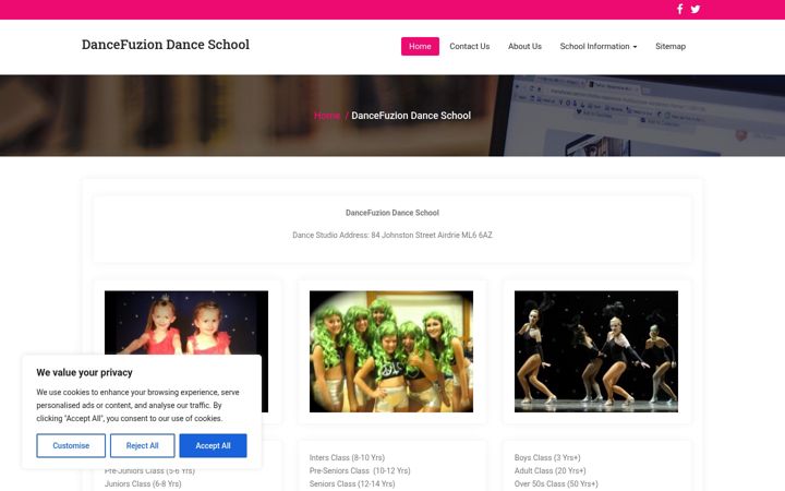 Captura de pantalla de dancefuzion.co.uk