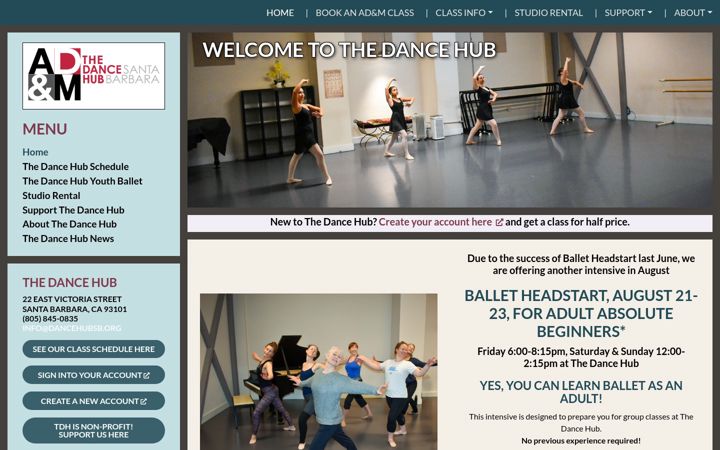 Snímek obrazovky dancehubsb.org