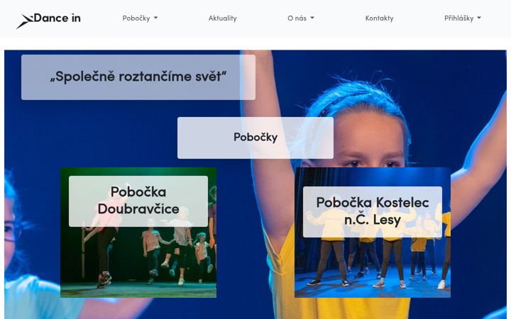 Screenshot stránky dancein.cz