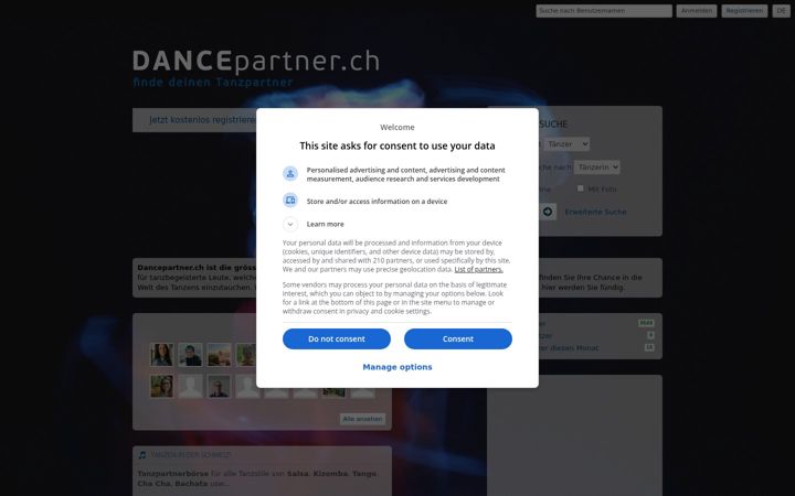 Screenshot of dancepartner.ch