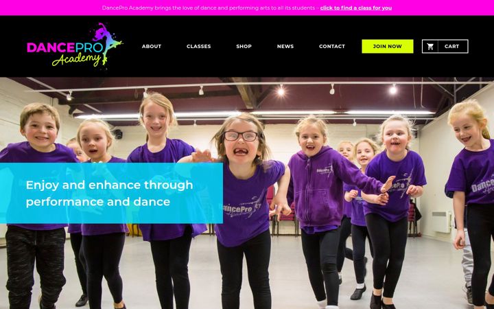 Screenshot of danceproacademy.com
