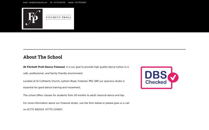 Captura de pantalla de danceschoolfulwood.co.uk