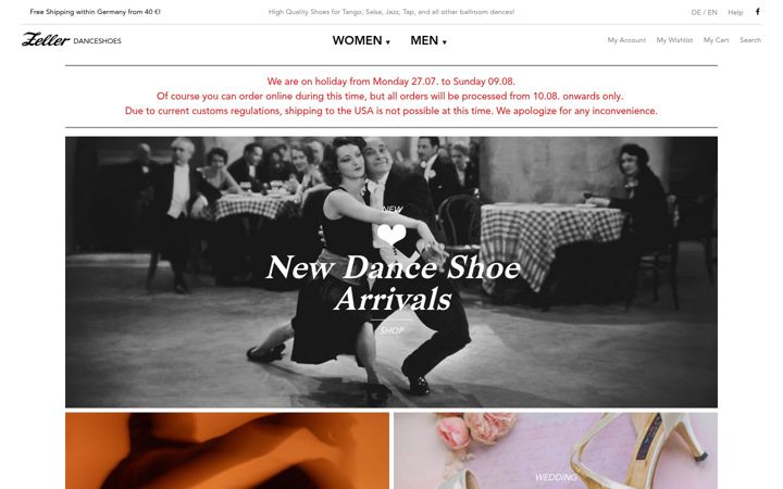Screenshot of danceshoes.com