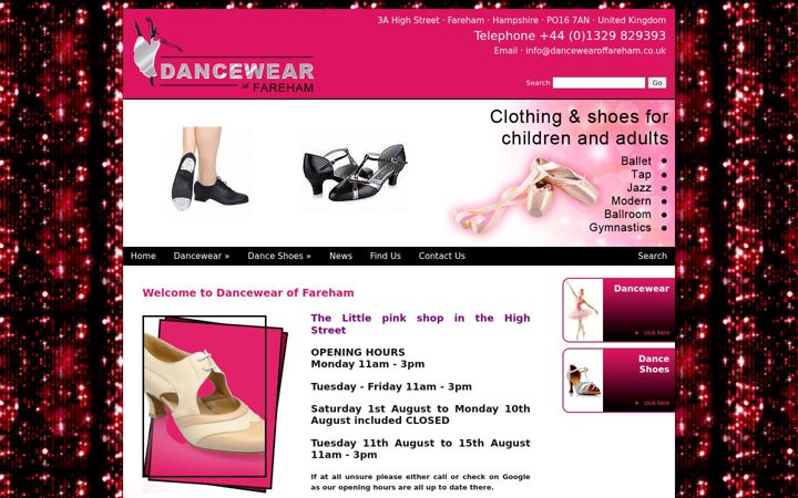 Posnetek zaslona dancewearoffareham.co.uk