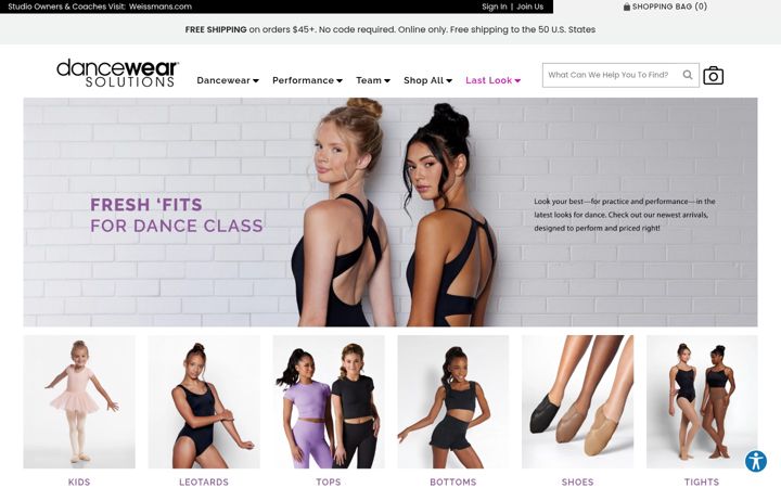 Captura de ecrã de dancewearsolutions.com