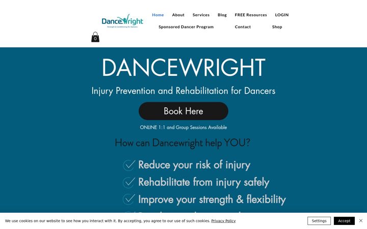 Ekraanipilt saidist dancewright.com.au
